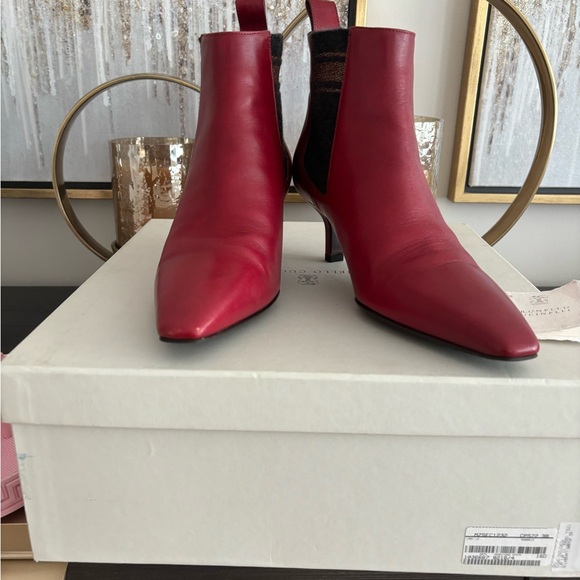Brunello Cucinelli Leather Acne Boots; Excellent condition; Size 38; Burgundy ; - Picture 2 of 12